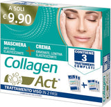 COLLAGEN ACT TRATTAMENTO VISO 2 FASI MASCHERA ANTI AGE ELASTICIZZANTE 3 PEZZI DA 15 ML + CREMA IDRATANTE LENITIVA ELASTICIZZANTE 3 PEZZI DA 5 ML