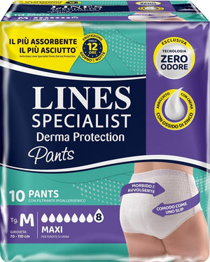 PANNOLONE PER INCONTINENZA LINES SPECIALIST DERMA PANTS MAXIM 10 PEZZI