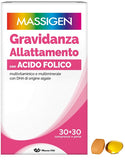 MASSIGEN GRAVIDANZA ALLATTAMENTO CON ACIDO FOLICO MULTIVITAMINICO E MULTIMINERALE 30 COMPRESSE RIVESTITE DA 1,1 G + 30 PERLE DA 700 MG