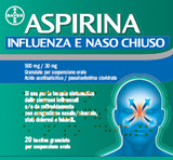 ASPIRINA INFLUENZA E NASO CHIUSO 500 MG/30 MG GRANULATO PER SOSPENSIONE ORALE